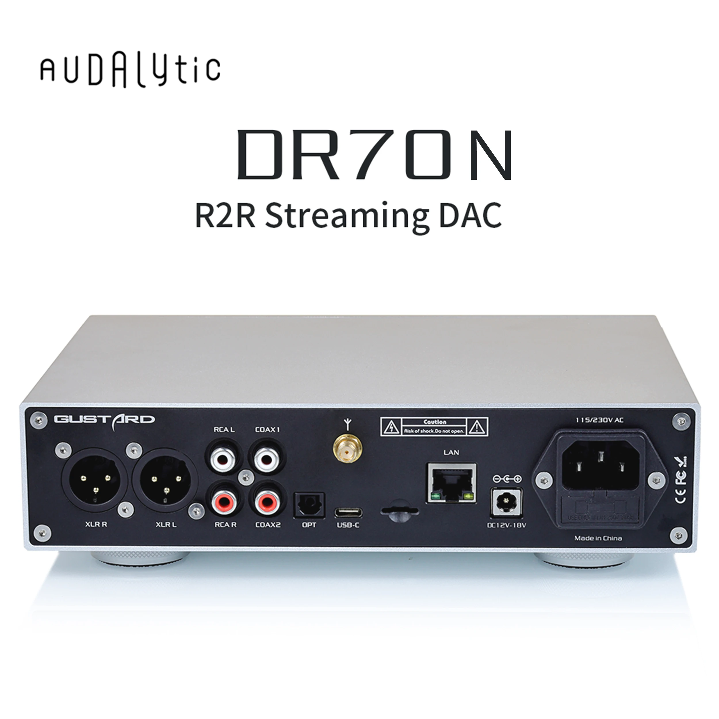 Gustard AUDALYTIC DR70N R2R Streaming DAC, Home Audio Network Bridge , Native DSD512 PCM768kHz