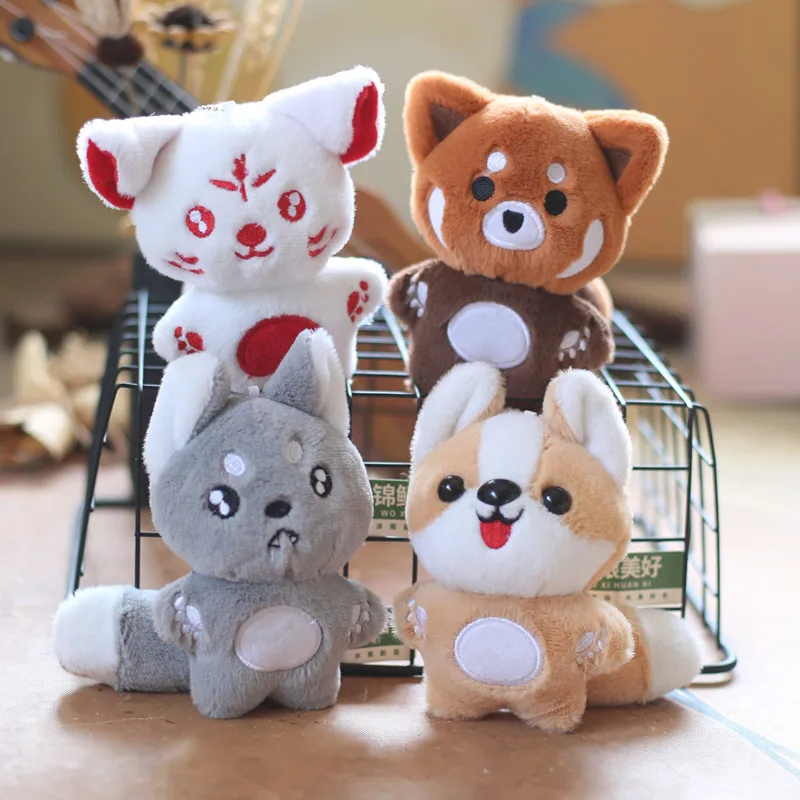 

cute new internet celebrity Animal companions fox bear puppy pendant plush toy sweet soft doll bag decorate lovely keychain doll