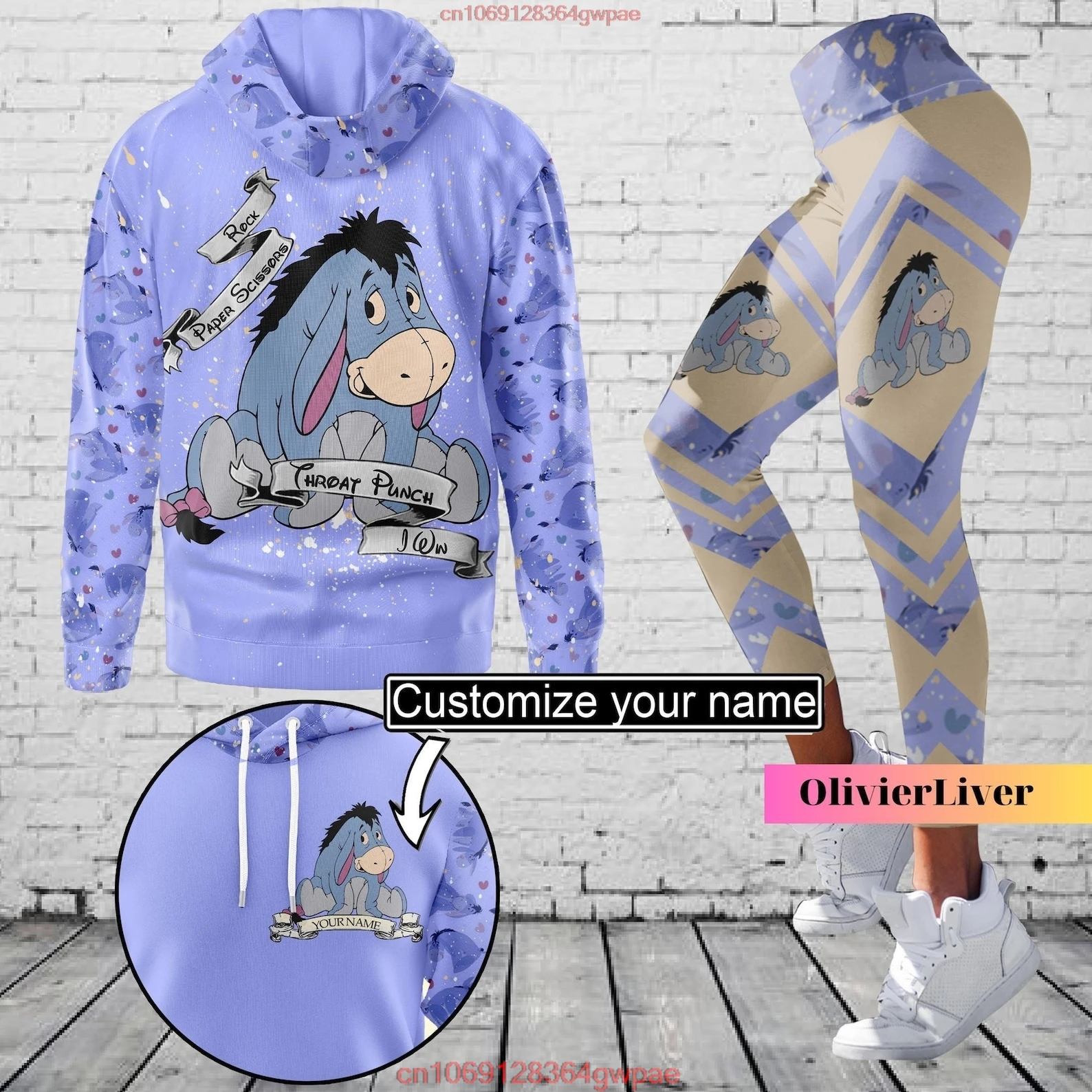 Personalized Eeyore Hoodie and Leggings Suit Women\'s Diseny Winnie the Pooh Hoodie Yoga Pants Sweatpants Fashion Tracksuit Set