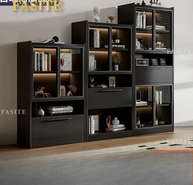 Solid Wood Bookshelf Wall Mounted Storage Cabinet Corner Display Locker for Living Room Small Apartment Home Organization