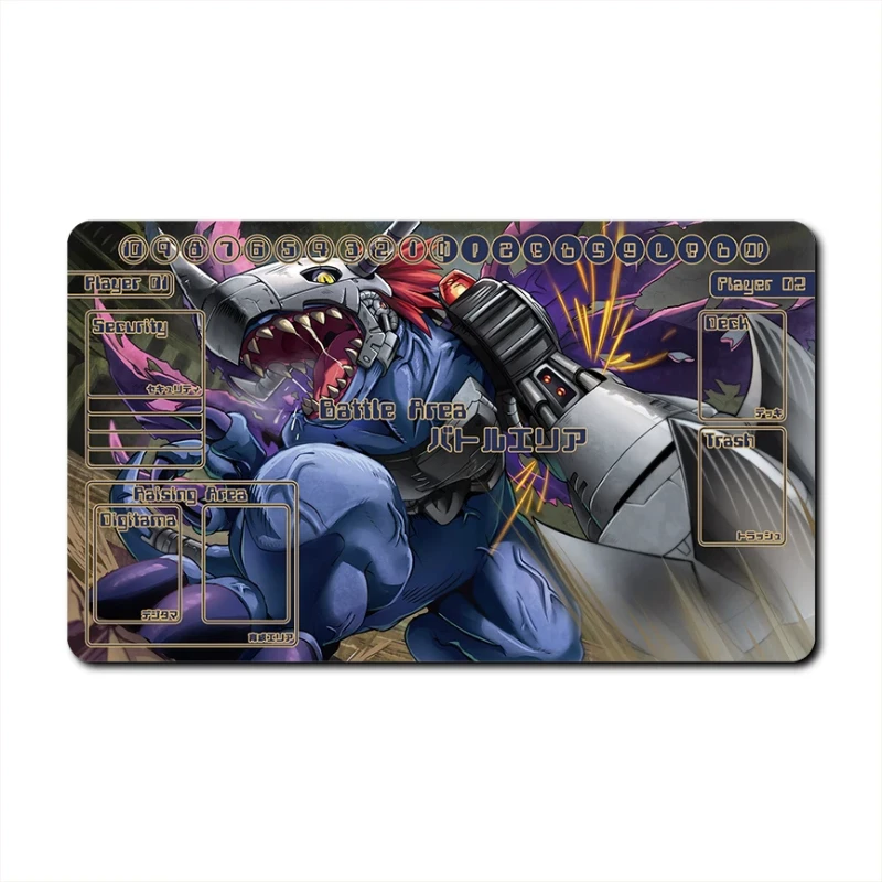 600X350X2Mm Diy Digimon Adventure Greymon Card Battle Mat Single Player Board Game Card Duel Board Combat Pad Card Gift Toys