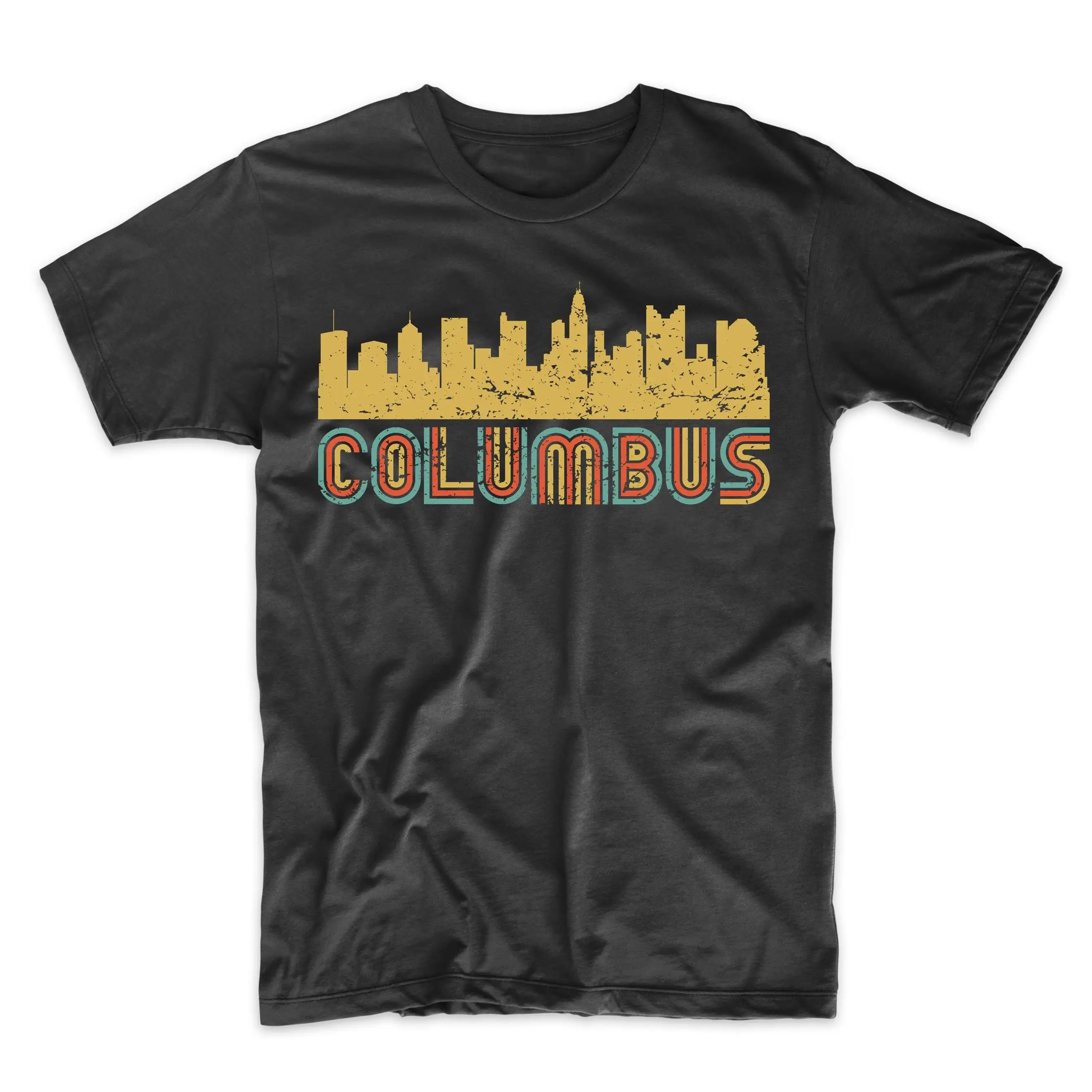 Men'S Columbus T Shirt Retro Vintage Style Ohio Skyline