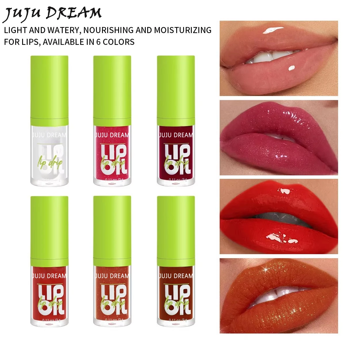 Błyszczyk do ust Wodoodporny Długotrwały Nawilżający Nieprzywierający do kubka Nieblaknący Płynny Zielony Opakowanie Błyszczyk Kosmetyki