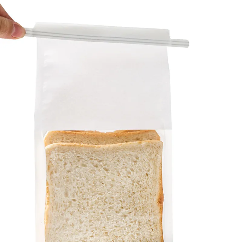 50Pcs Transparent Plastic Cotton Paper Baking Toast Bags Curled Wire Sealing Bread Cake Packaging