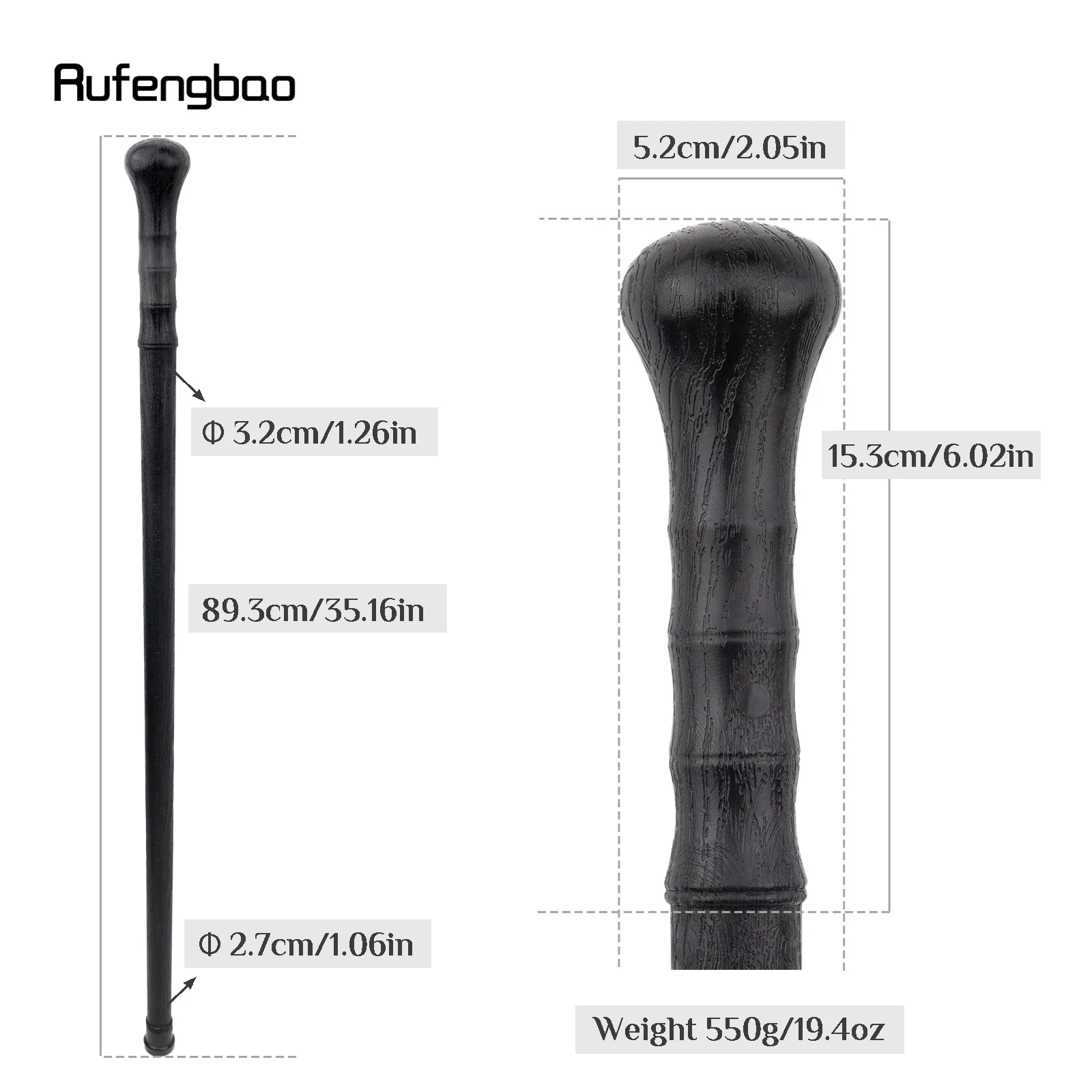 Bengala de pvc preta moda decorativa abs plástico vara elegante cosplay cana botão crosier 95cm desempenho palco cana