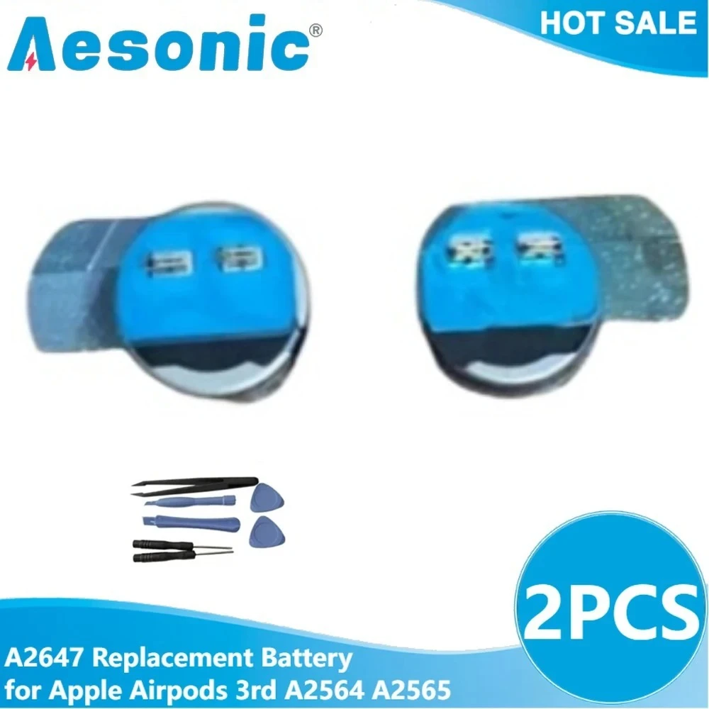2pcs/Lot A2647 Replacement Battery for Apple Airpods 3 Air Pods 3 A2564 A2565 Airpods 3rd Generation Replacement Batteries