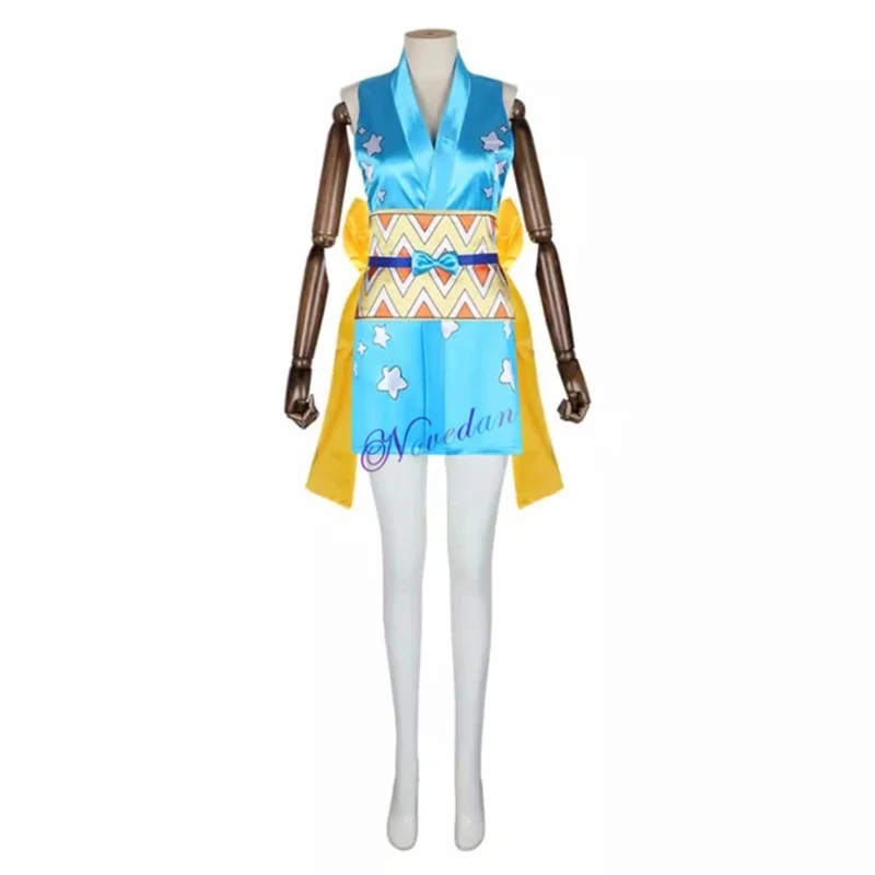 Anime Wano Land Nami Cosplay Kostüm Wanokuni Stil Nami Kimono Kleid Outfit Frauen Halloween Karneval Kostüm Perücke