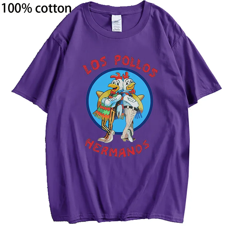 LOS POLLOS Hermanos Funny Printed T-Shirt Men Fashion Casual Short Sleeves Summer Cotton Breathable Tshirt Chicken Brothers Tees