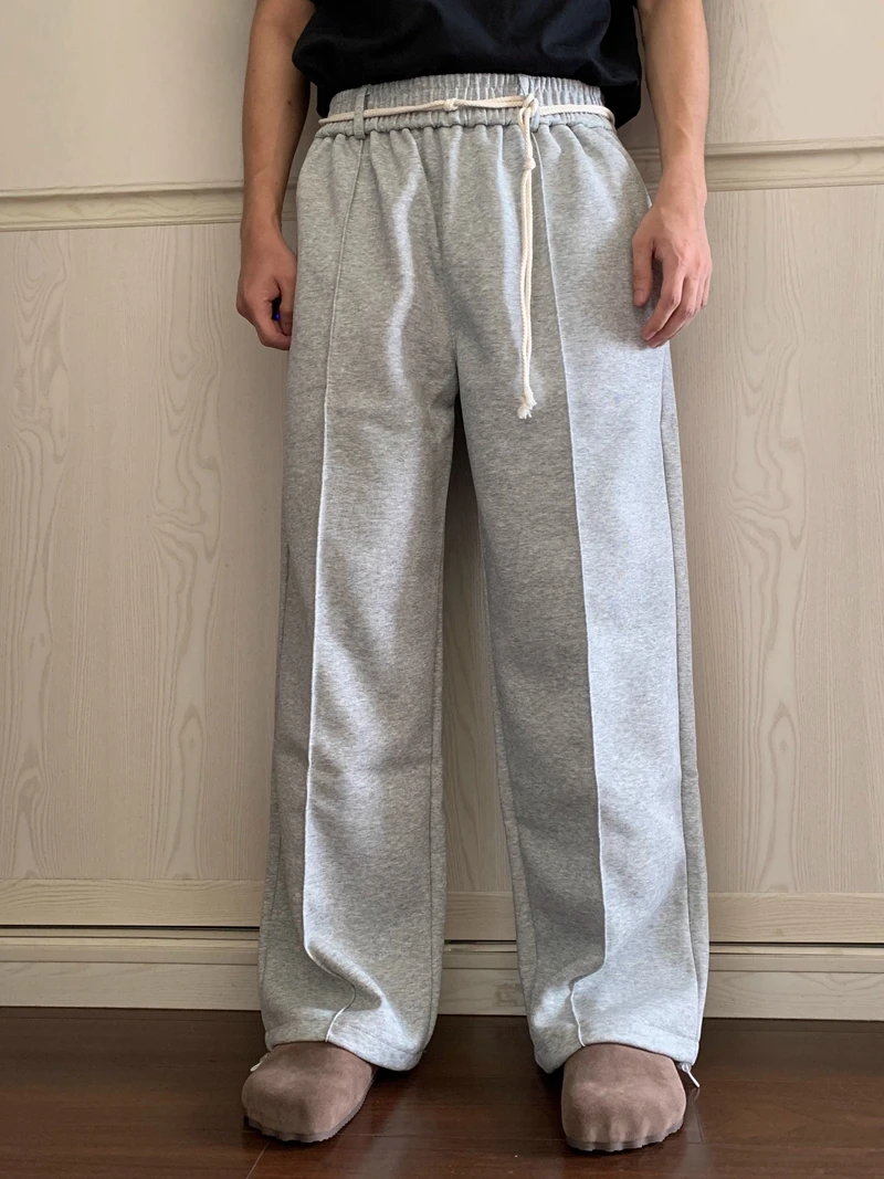 2024, neu in Übergröße, gerades Bein, Jogginghose, Frühling und Herbst, Schwarz, Grau, weite Jogginghose, amerikanische lockere, lässige Jogger für Herren – Detail 2