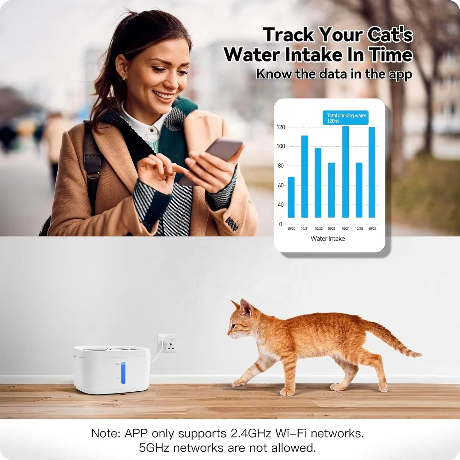 

Tuya Smart Home Indoor Water Dispenser Dogs Cats Automatic House Use Stainless Steel Electric Pet Fountain With Filter