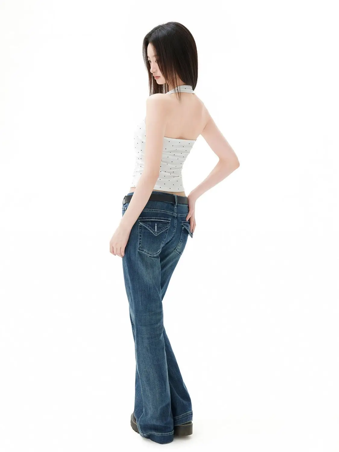 2026 American Spicy Girl White Polka Dot Hanging Neck Camisole Vest Women Summer Beautiful Back Sleeveless Top