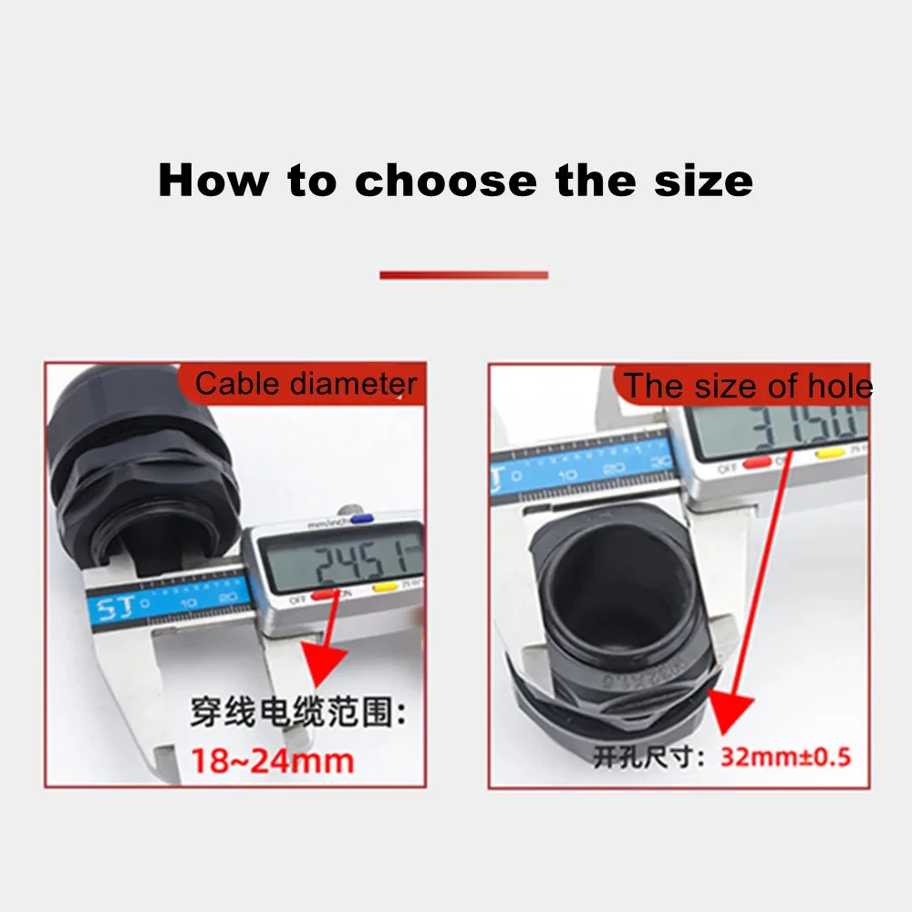 Waterproof Cable Gland Plastic Cable Entry IP68 PG7 For 3-6.5mm PG9 PG11 PG13.5 PG16 PG19/21 White Black Nylon Plastic Connector