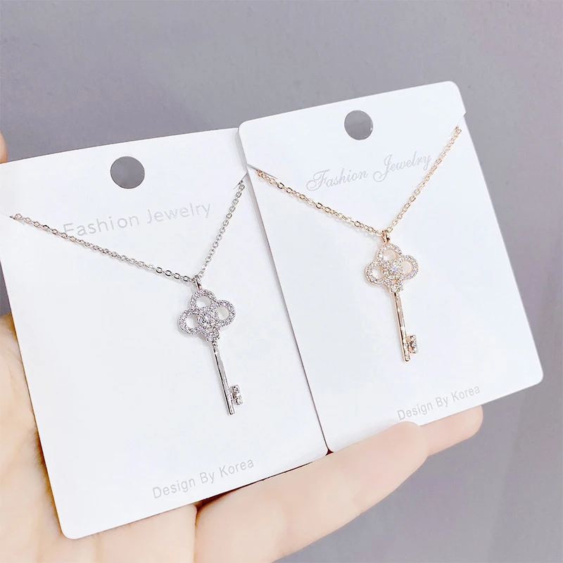 Neue Schlüssel-Halskette aus 925er Sterlingsilber mit einfachem Anhänger, Choker, Geburtstagsgeschenk für Frauen, exquisiter Schmuck – Detail 3