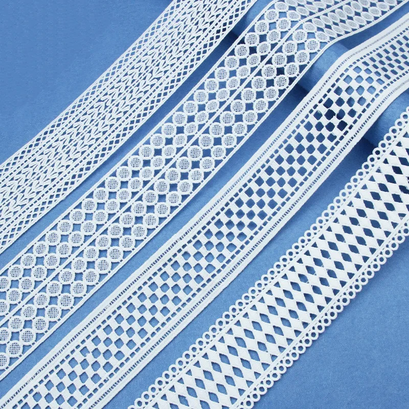 5Yards White Cotton Embroidered Lace Trim Ribbons Fabric DIY Sewing Handmade Craft Materials Clothes Wedding Party Accessories