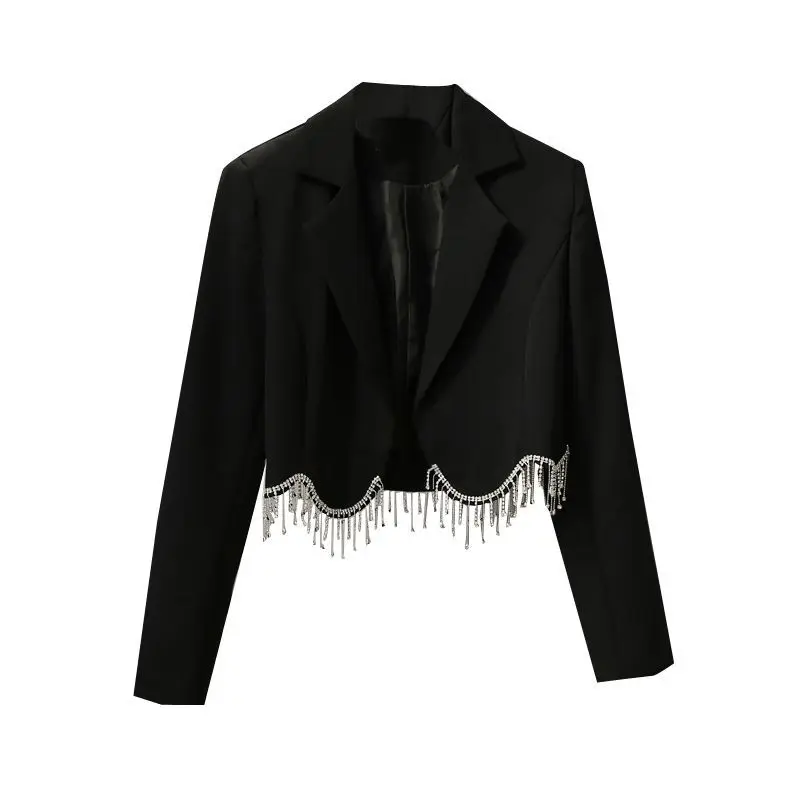 Women\'s Clothes Spring Autumn 2023 New Fashion Celebrity Temperament Design Sense Heavy Industry Diamond Tassel Short Blazer