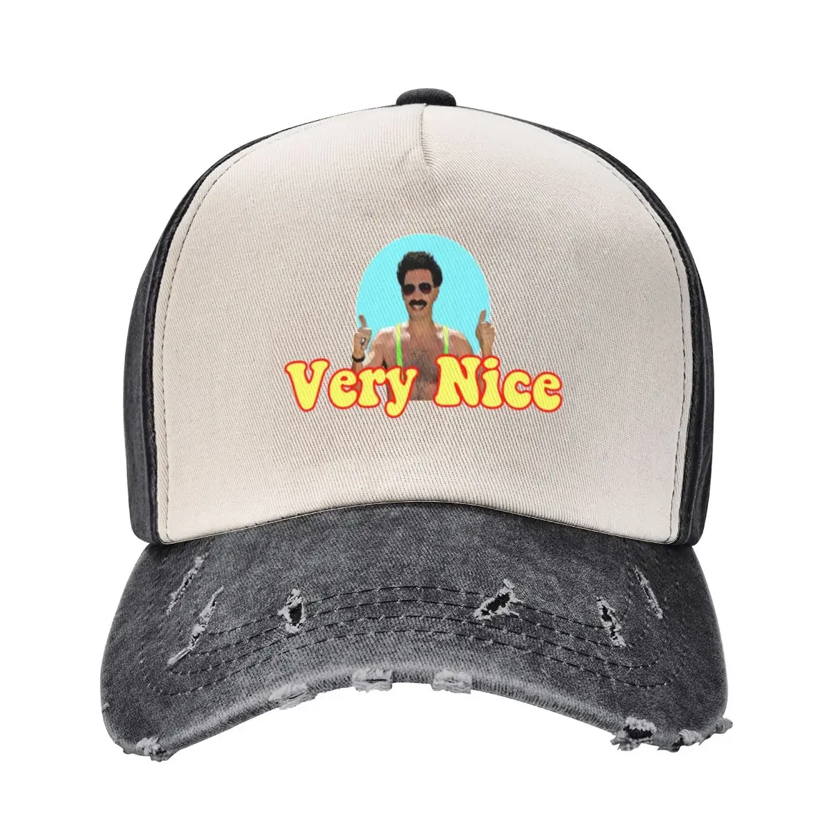 Borat Very Nice, digital artwork Baseball Cap Golf Hat foam party Hat Beach Outing Sunscreen Girl Men's