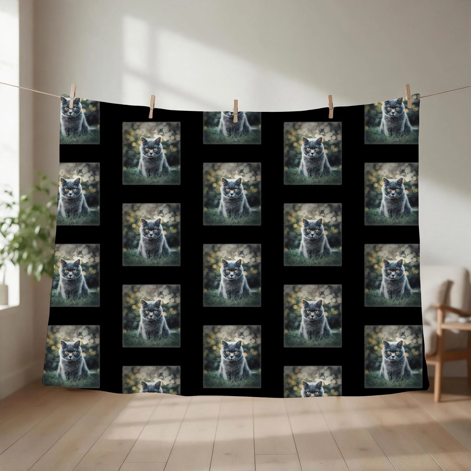 British Shorthair Grey Cat Throw Blanket blankets ands For Sofa Thin warm winter Giant Sofa Blankets