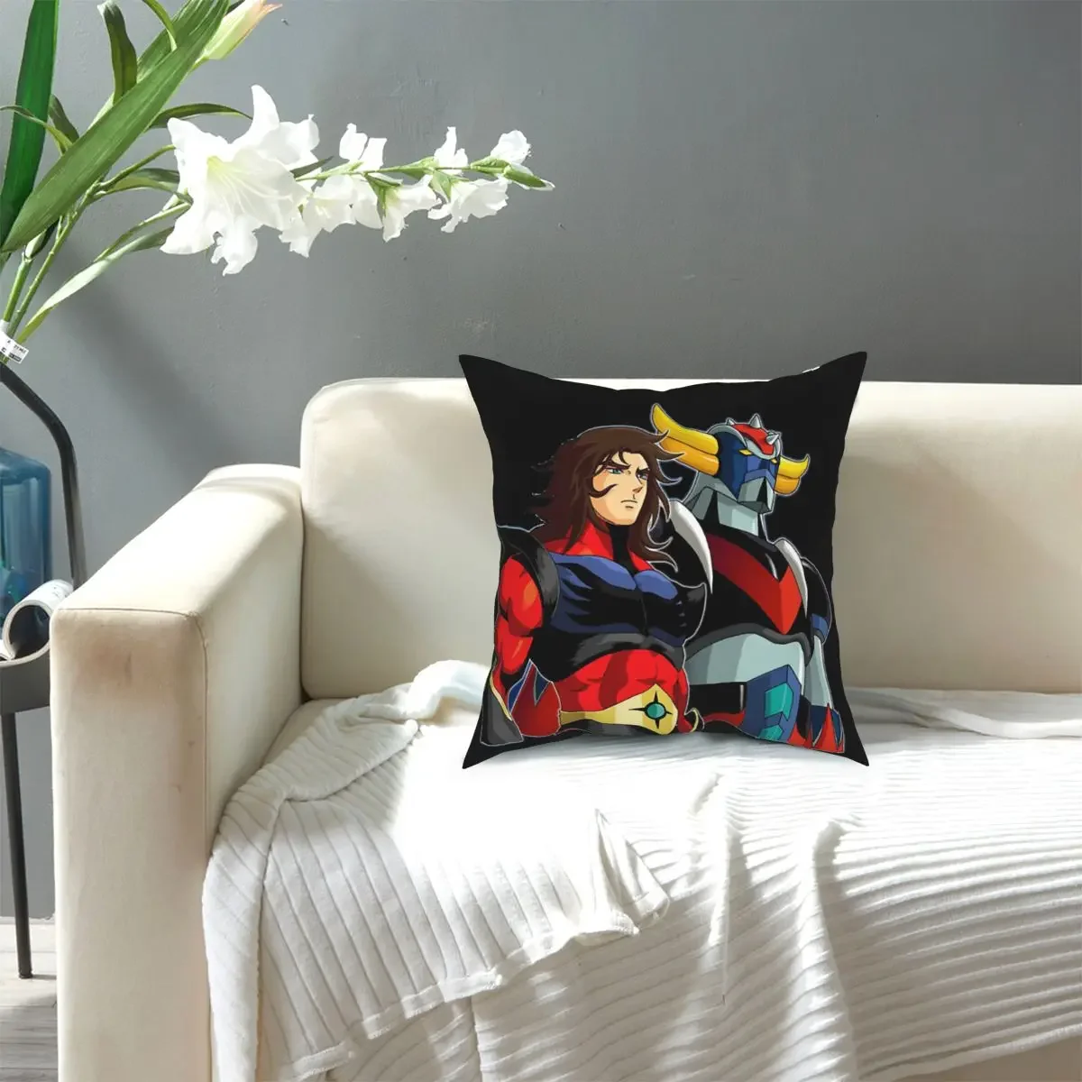 Actarus Throw Pillow Case UFO Robot Goldrake Grendizer Anime Size  40 45 50 Hugpillow Covers  Printed Reusable For Sofa Decor