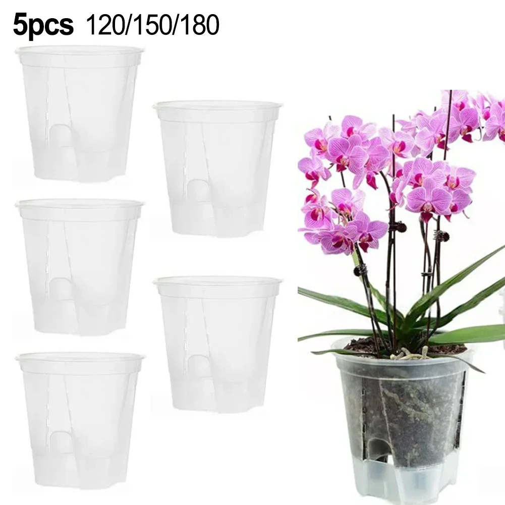 Clear Plastic Plant Nursery Pots With Saucer Transparent Tool With Drainage Hole Mesh Pot Root Control Orchid Flower Breathable