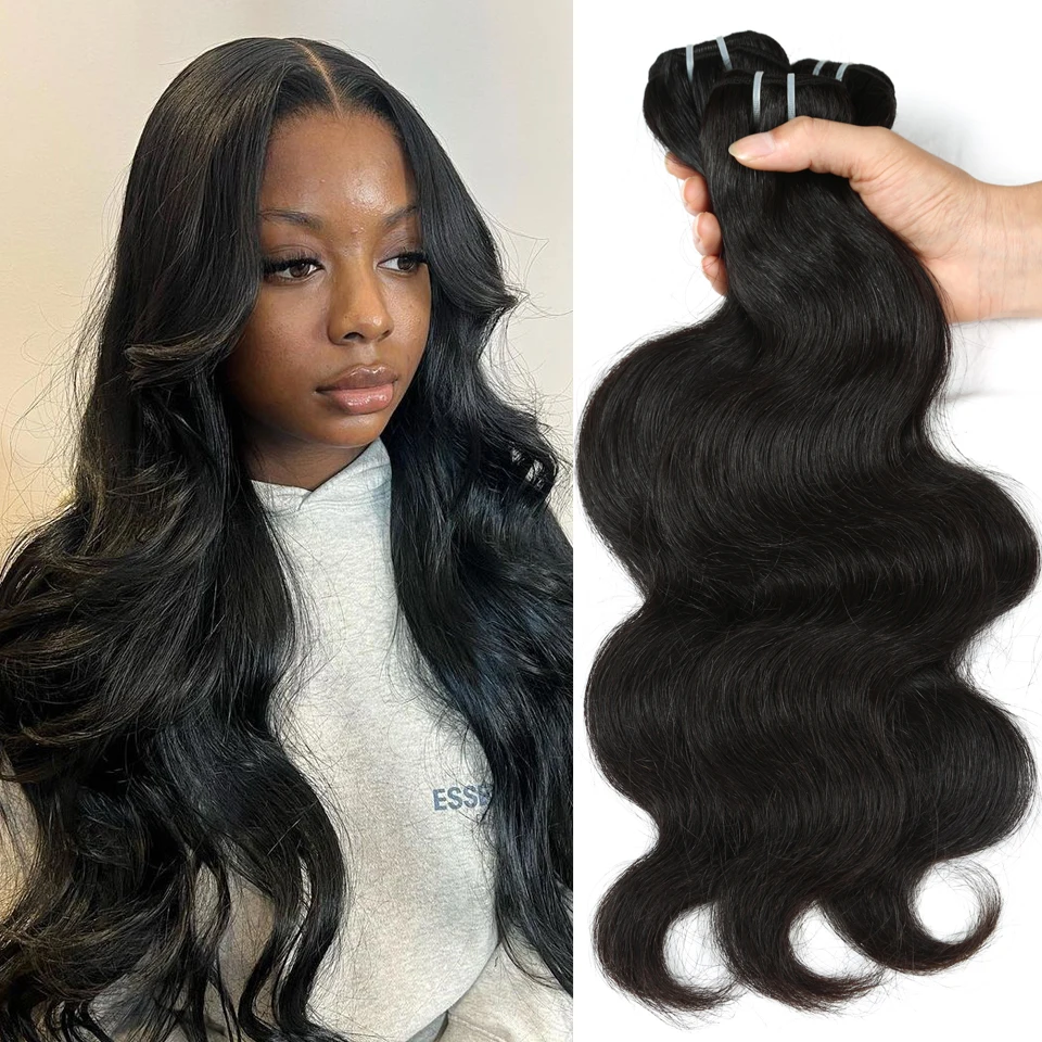 

Super Double Drawn Body Wave Bundles Full Thick Hair Extensions For Women Virgin Brazilian Raw Hair Bundles Weave 1/2/3/4 PCS