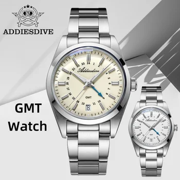 ADDIESDIVE 36mm para zegarki GMT 10Bar wodoodporny BGW9 super świecący wyświetlacz kalendarza biznes wypoczynek zegarek kwarcowy Reloj