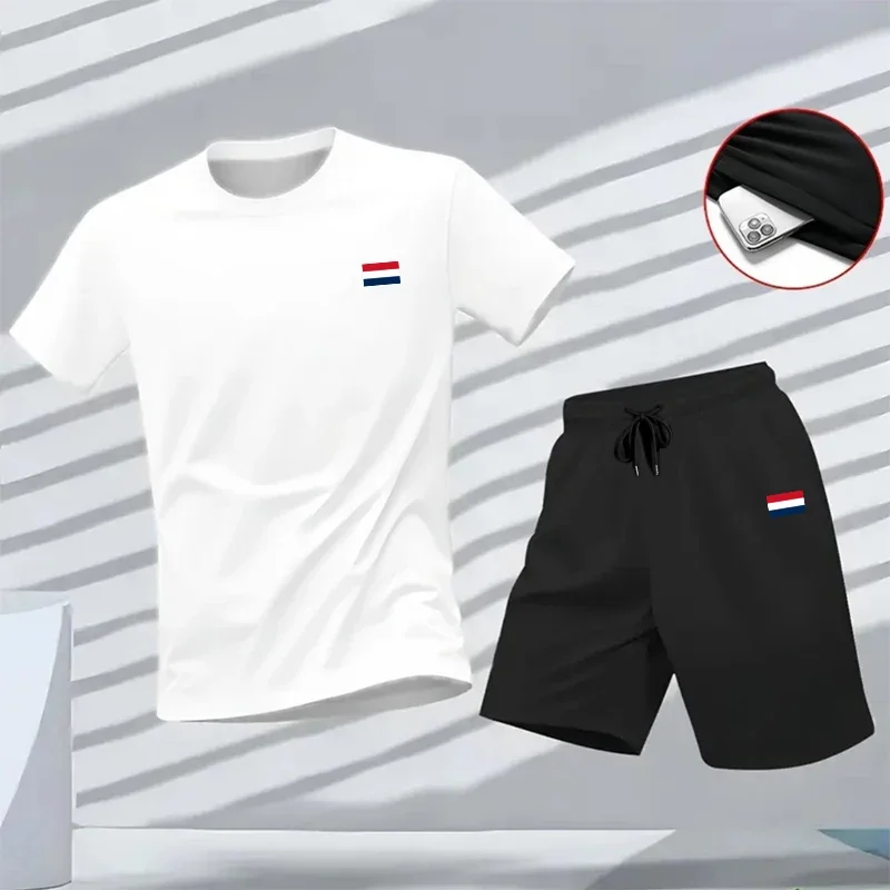 Summer Mens Tracksuit Best-Seller Casual Suit Outdoor Sports Jogging Clothing Training T-shirt Shorts 2 Pcs Sets Daily Outfits