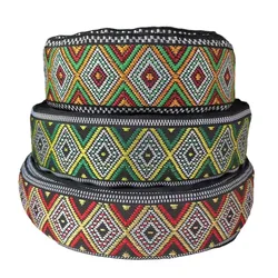 6 Yards/lots wide 4.7 cm Woven Jacquard Ribbon Trims green red geometric pattern for curtain and clothing accessory LS-2702