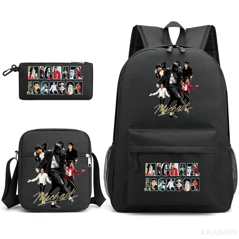 King of Pop Backpack Capacity 3pcs School Bags For Boys Girls Lightweight Women men Sports Casual Teens Laptop mochila infantil