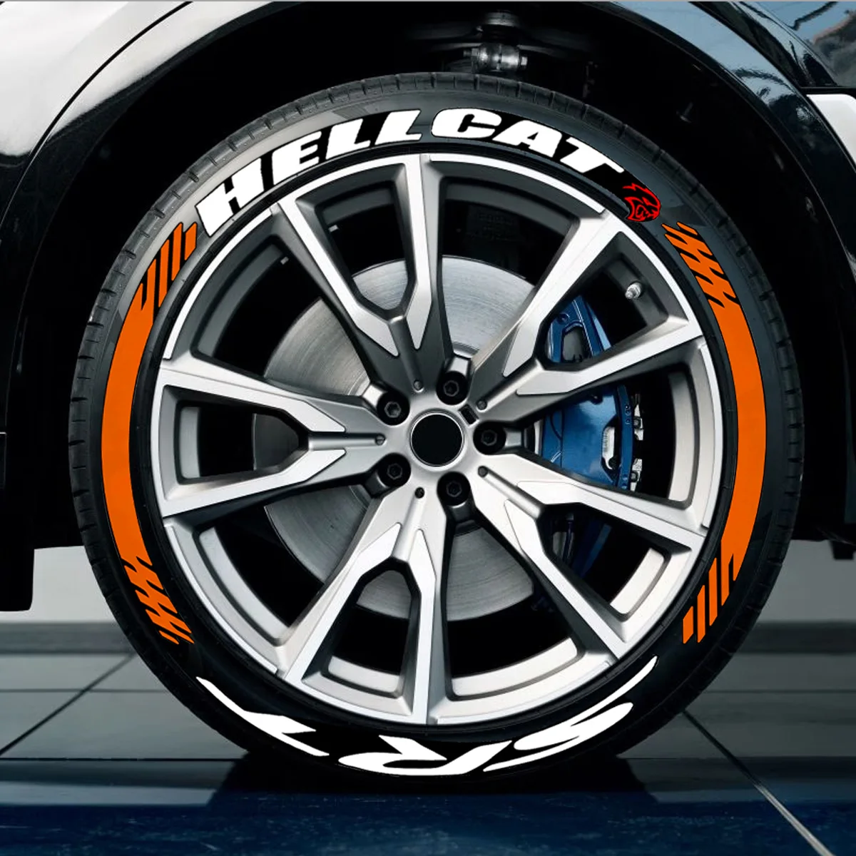 SRT  3D Car Wheel Tuning Permanent Rubber Conjoined Lettering Stickers  for Toyota Honda Porsche BMW Benz Audi VW Mitsubishi view 3