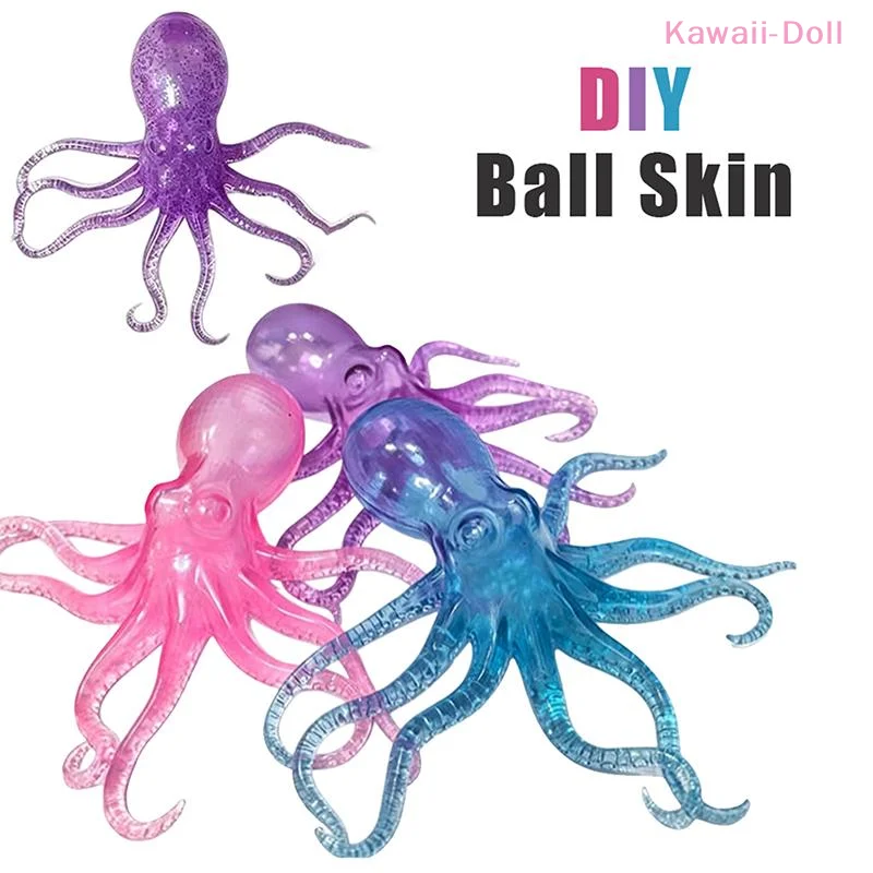 [DO]TPR Octopus Shaped Empty Ball Skins Soft Durable Multiple Colors For DIY Stress Ball Making Sensory[DO]