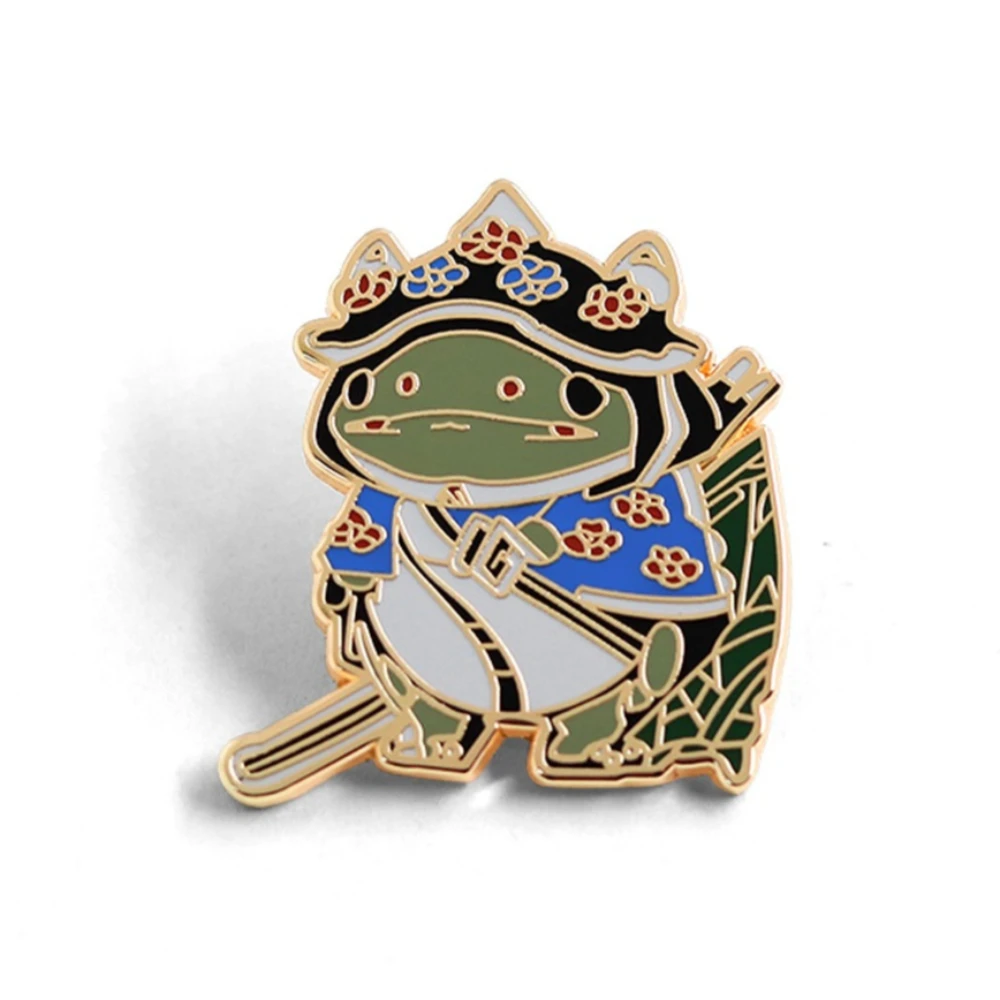 Japanese Samurai Frog Enamel Brooch Cute Cartoon Metal Badge Accessories Culture Creative Collection Ornaments