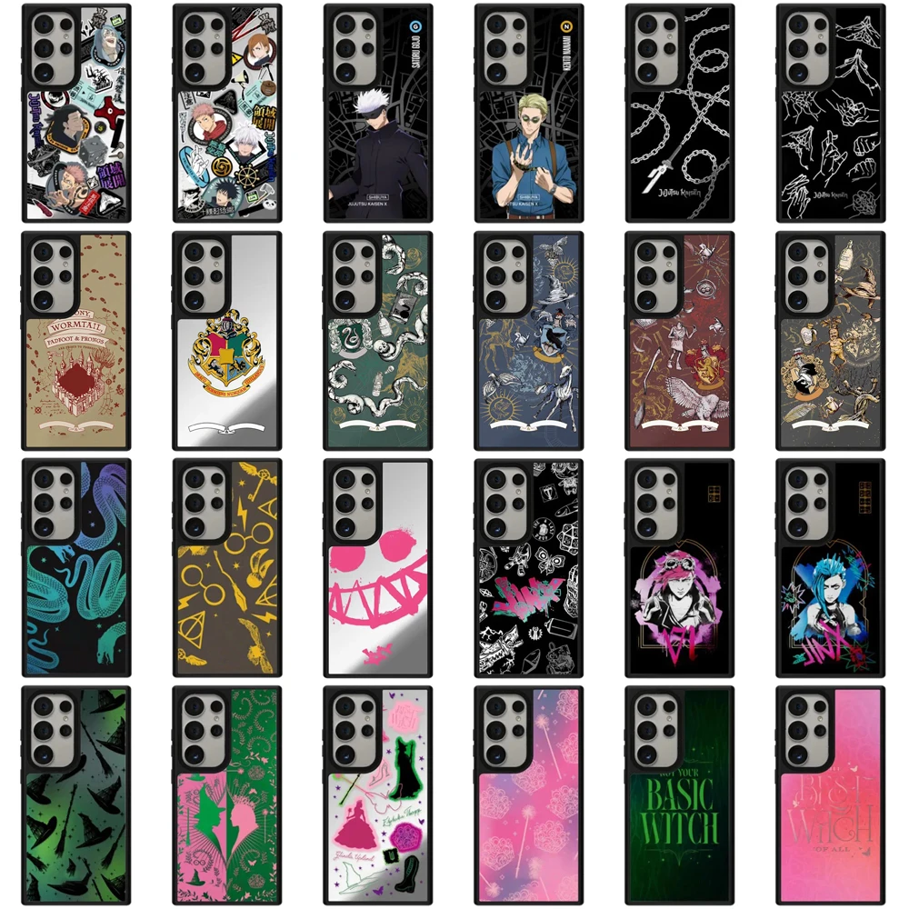 

Anime Cartoon Mirror Surface Black Border Magnetic Case for Samsung Galaxy S23 S24 S25 Ultra S23U S24U S25U Cover Case