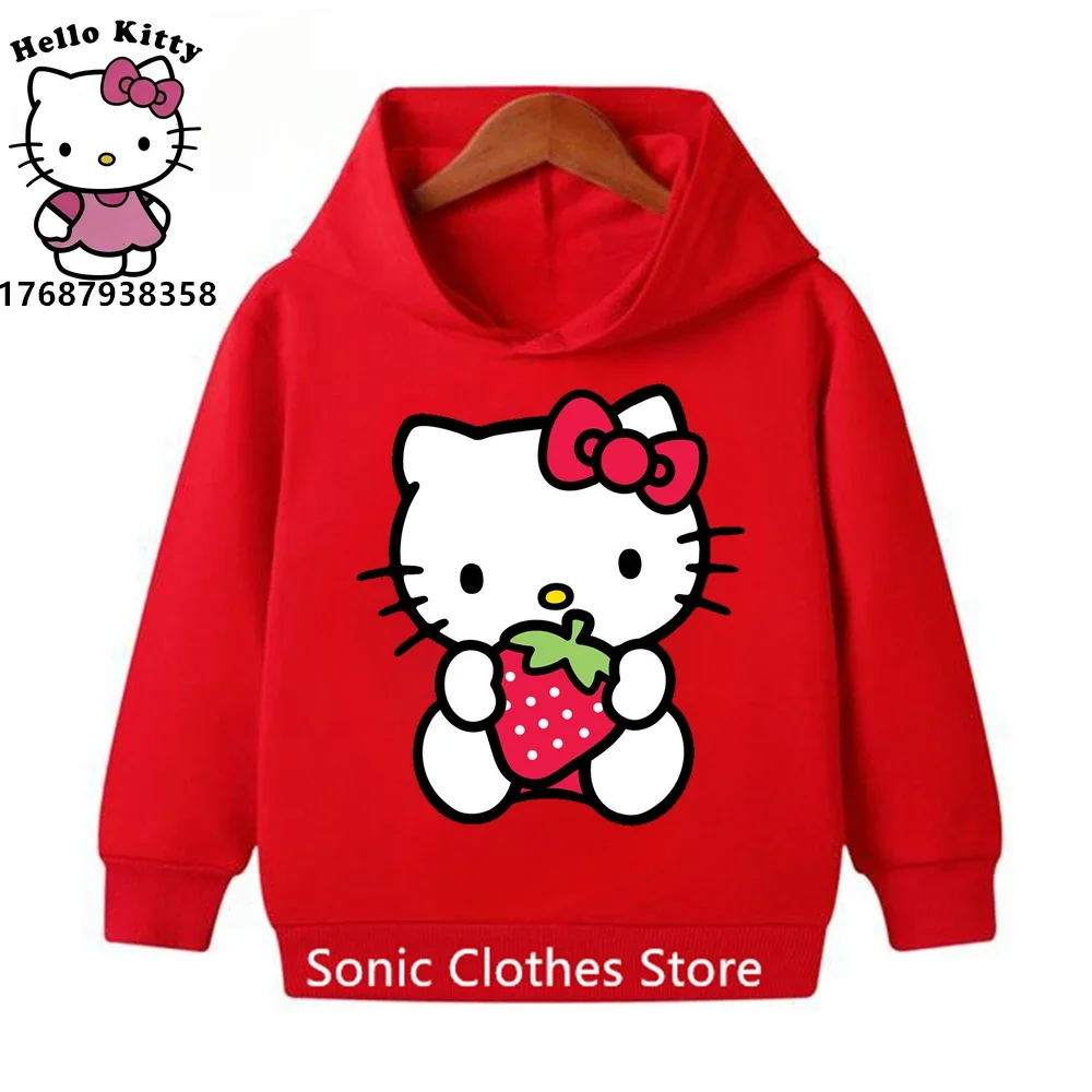 Kawaii Hello Kitty Hoodie Girls Clothing Cute Baby Fashion Boys Clothes Autumn Sport Sweatshirt Children Tops