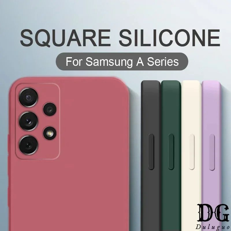 Funda cuadrada de silicona para teléfono Samsung Galaxy A33 A53 A73 5G A13 A03 A52S A02 A02S A12 A22 A32 A52 A72 A82