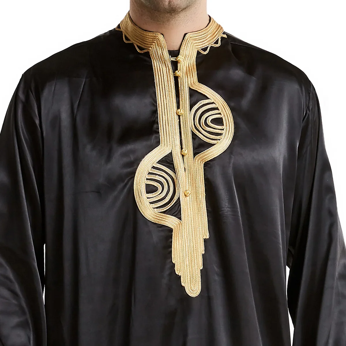 Embroidery Ramadan Thobe for Men Saudi Muslim Stand Collar Long Sleeves Islamic Robe Arabic Kaftan Thawb Dubai Long Abaya Caftan