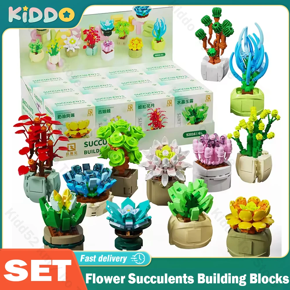 

Flower Succulents Building Blocks Everlasting Flower Bonsai Tree Gardens Romantic Bricks DIY Potted Plants Model Kids Toys Set