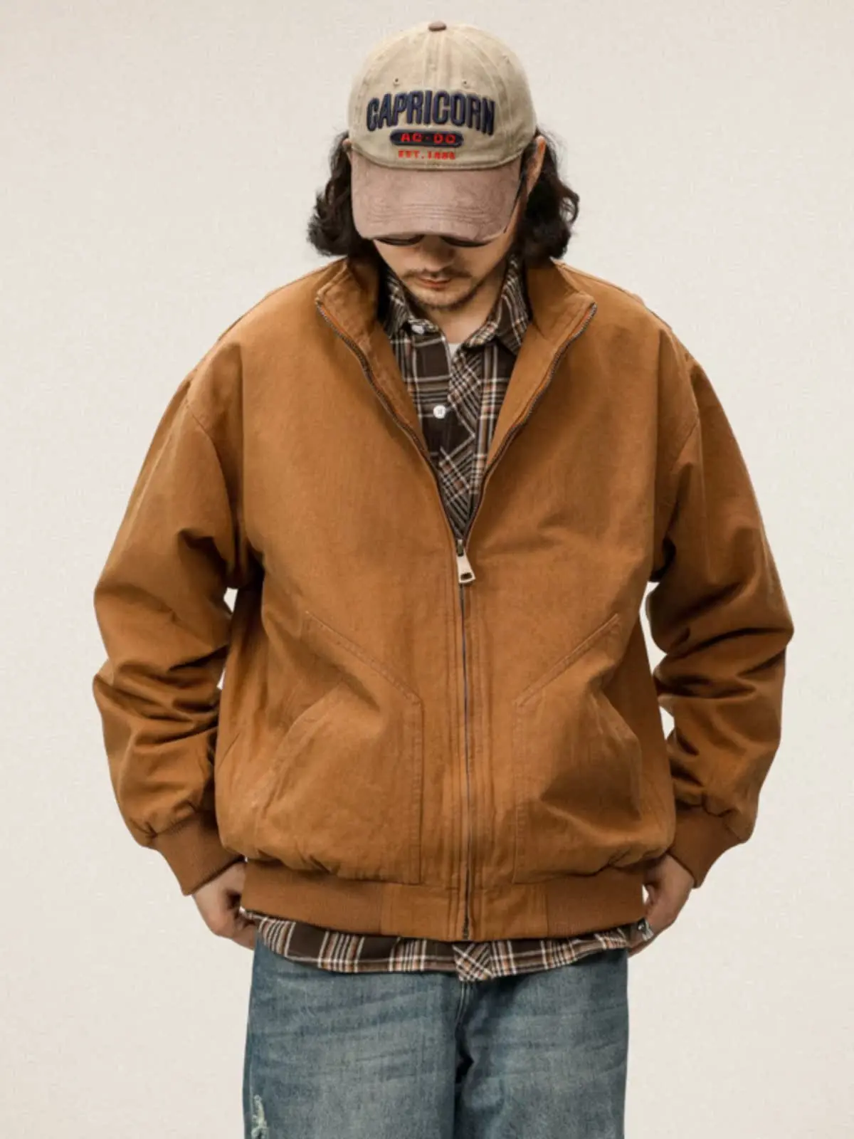 

Мужская куртка в американском ретро-стиле с воротником-пилотом, свободного кроя, из чистого хлопка, повседневная рабочая одежда, верхняя одежда для осени и зимы, модный бренд