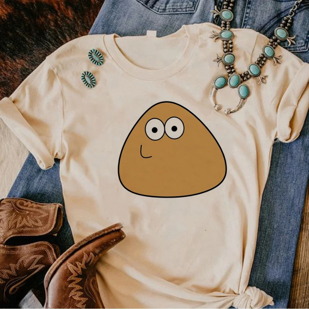 Pou top women streetwear harajuku funny top female Japanese clothing