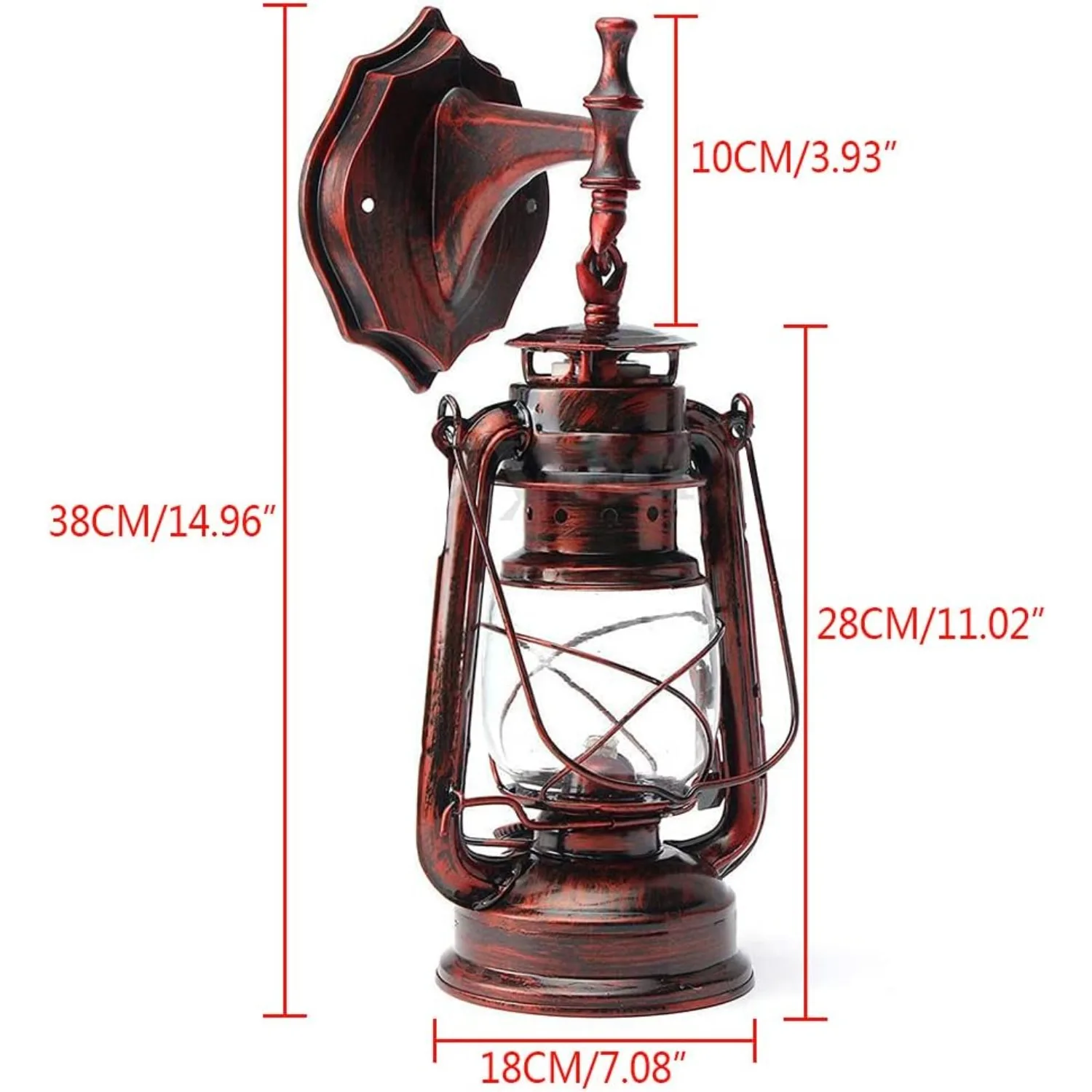 レトロアンティークヴィンテージ素朴な壁取り付け用燭台、ガラス製室内照明器具付き照明ランタン、キャビン装飾ランプシェード
