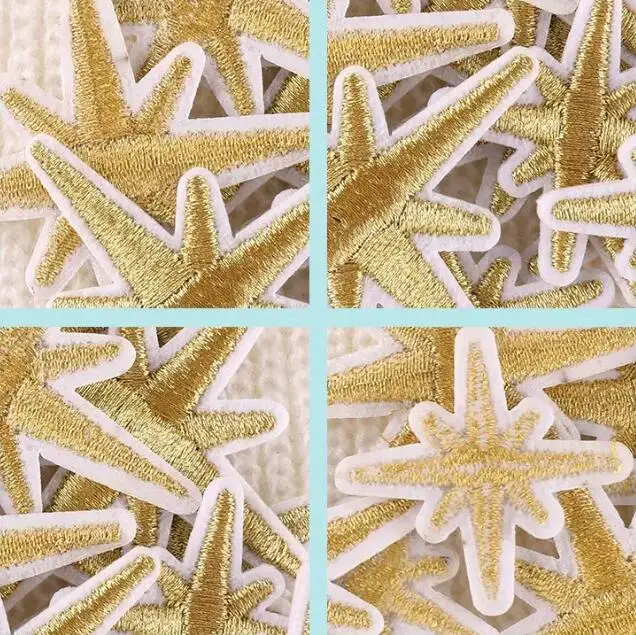 10 Stück Bestickte Gold- und Silberstern-Aufnäher zum Aufbügeln, Nähapplikationen zur Reparatur, Weihnachts- und Feiertagsdekoration – Detail 5