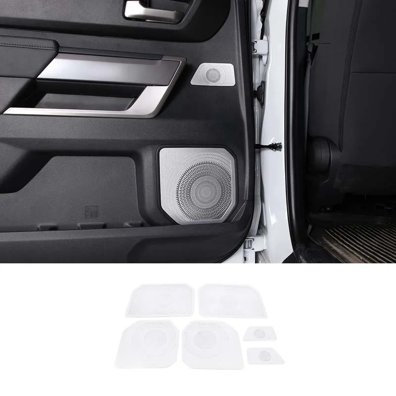 

cheya Stainless Steel Silver Car Door Speaker Network Cover for Toyota Tundra/Sequoia 2022+ Interior Accessories 6 Pcs