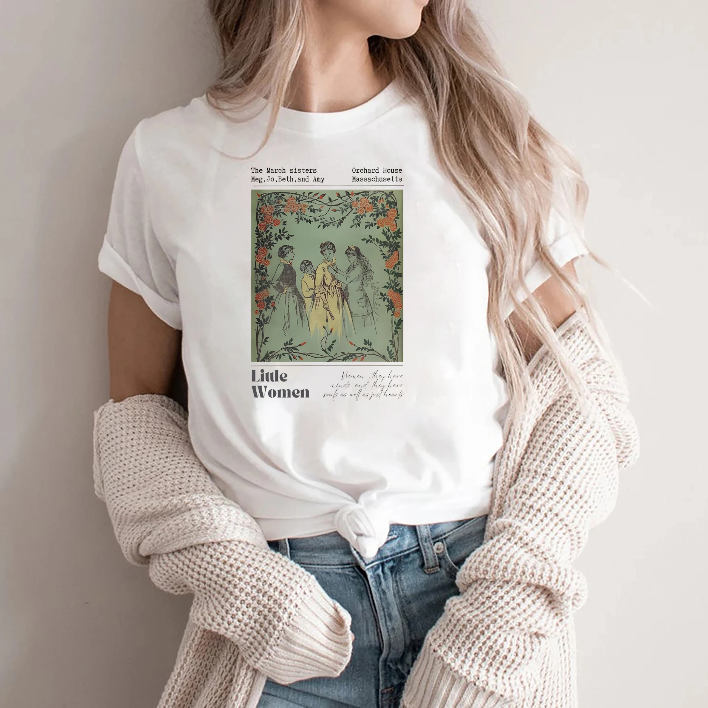 Little Women Jo March Wild flower Shirt Pressed Flower Shirt Light Academia Bookish Merch Feminism Shirt Cottage Core Shirt