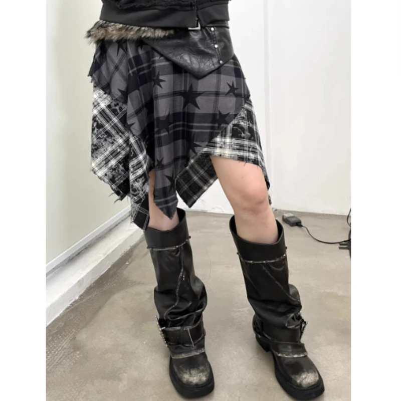 تنورة هاراجوكو غير منتظمة منقوشة بطباعة نجوم للسيدات 2025 تنانير صغيرة جديدة عالية الخصر متعددة الاستخدامات على شكل حرف a Y2k أنيقة على الطراز القوطي Faldas #2