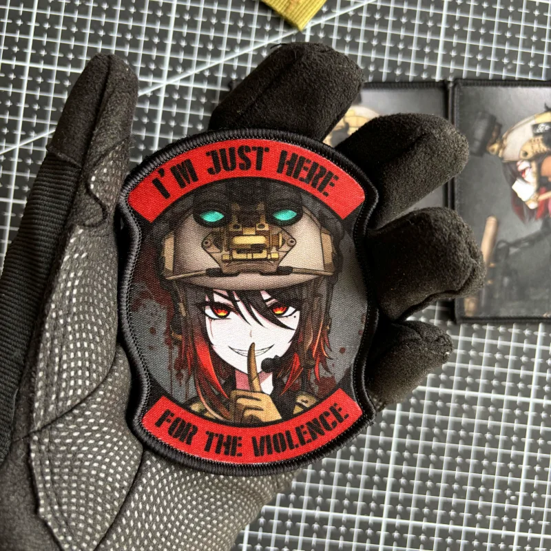 Tactical Girl Morale Badge I’m Just Here for The Violence Tactical Patch Printing Patches Hook & Loop Military Backpack Sticker
