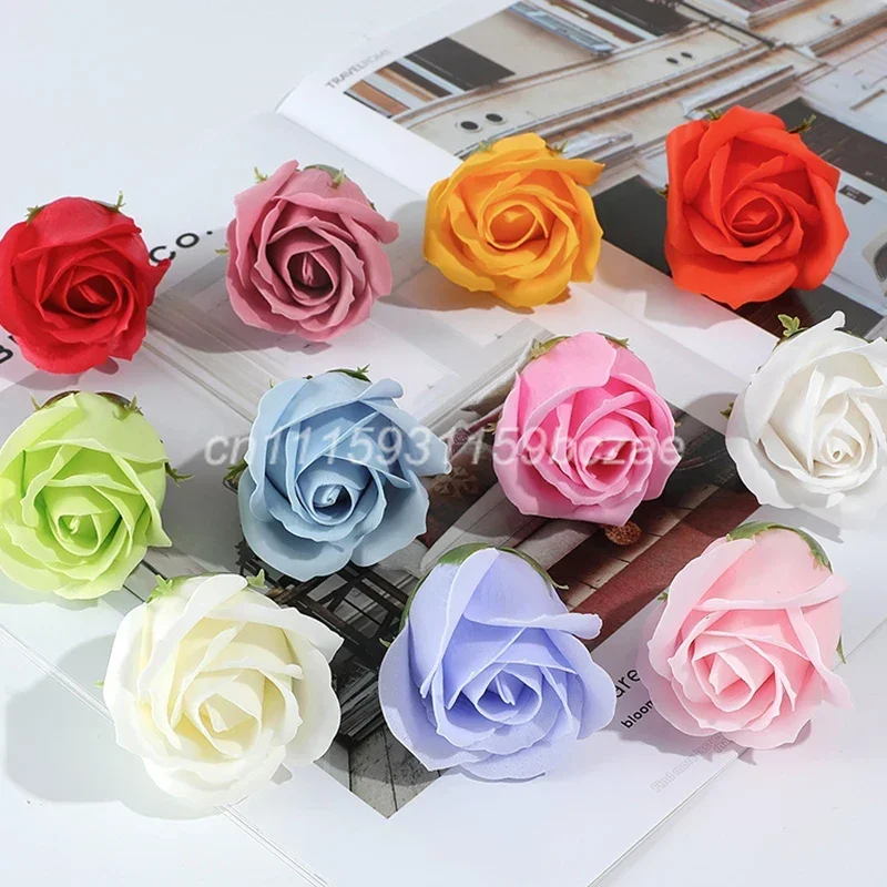 50 Stück 3-lagige künstliche ewige Rosenblütenköpfe für DIY-Blumensträuße, Geschenkboxen, Hochzeiten, Valentinstag, Heim- und Partydekoration – Detail 3