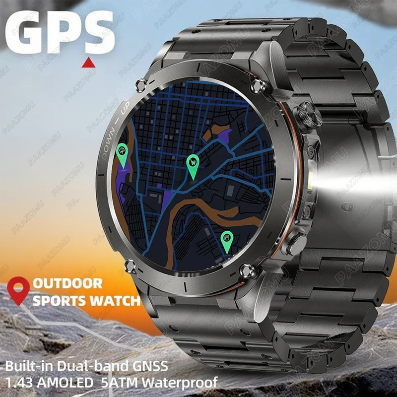 

Military GPS Smart Watch 1.43" AMOLED Full Touch Screen 3ATM Waterproof 730mAh Battery Compass 170+ Sports Modes For HUAWEI Men