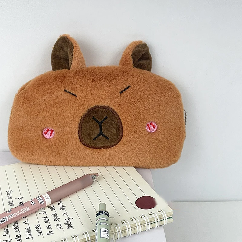 New Cute Capybara Plush Pencil Case Cosmetic Bag Guinea Pig Pen Pouch Large Capacity Pencil Bag School Supplies Stationery Box