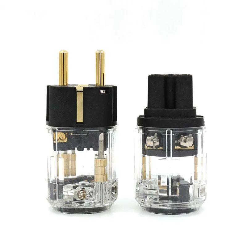 

1 Pair Hifi Audio EU/US Power Plug Hi-end Brass Gold Plated IEC Female Power Connector Hifi Diy Power Cable Plug