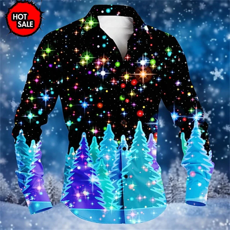 3D Printing Christmas Gingerbread Xmas Fashion Comfortable Button Down Mens Shirts Long Sleeve Party Shirt Top Camisas De Hombre