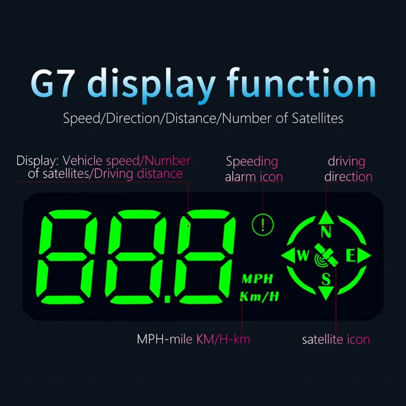 G7 Universal Car HUD Black HUD Plastic HUD Car GPS Head-Up Display Speed Guide Flat Meter Car Supplies